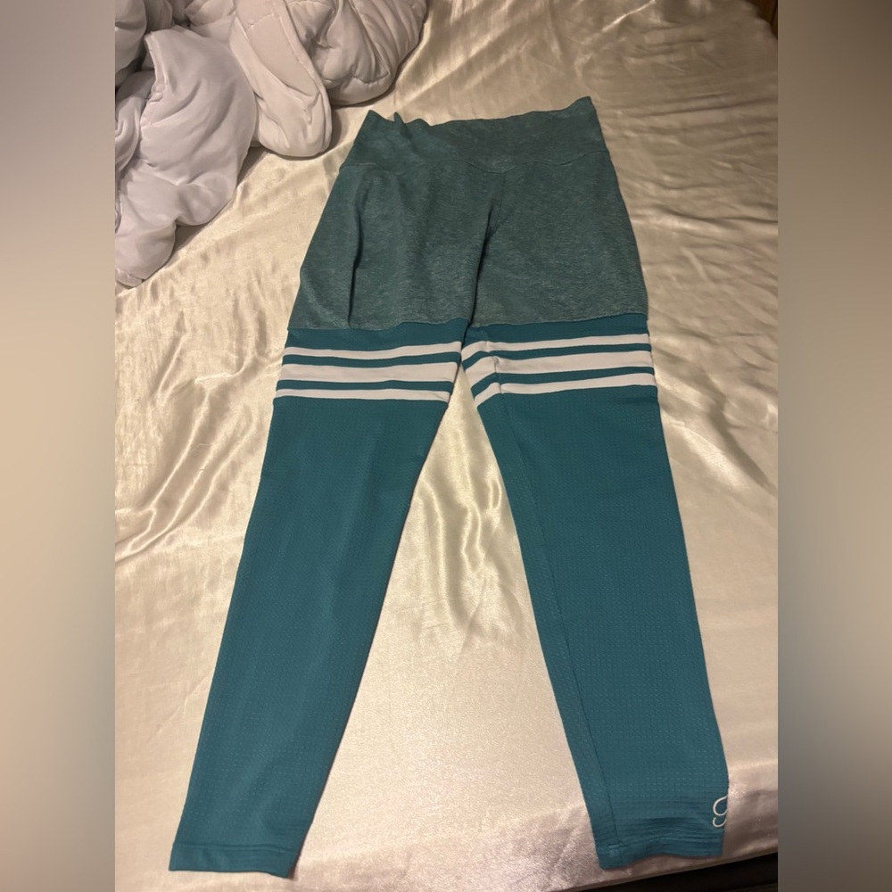 Bombshell Sportswear Teal and White Leggings